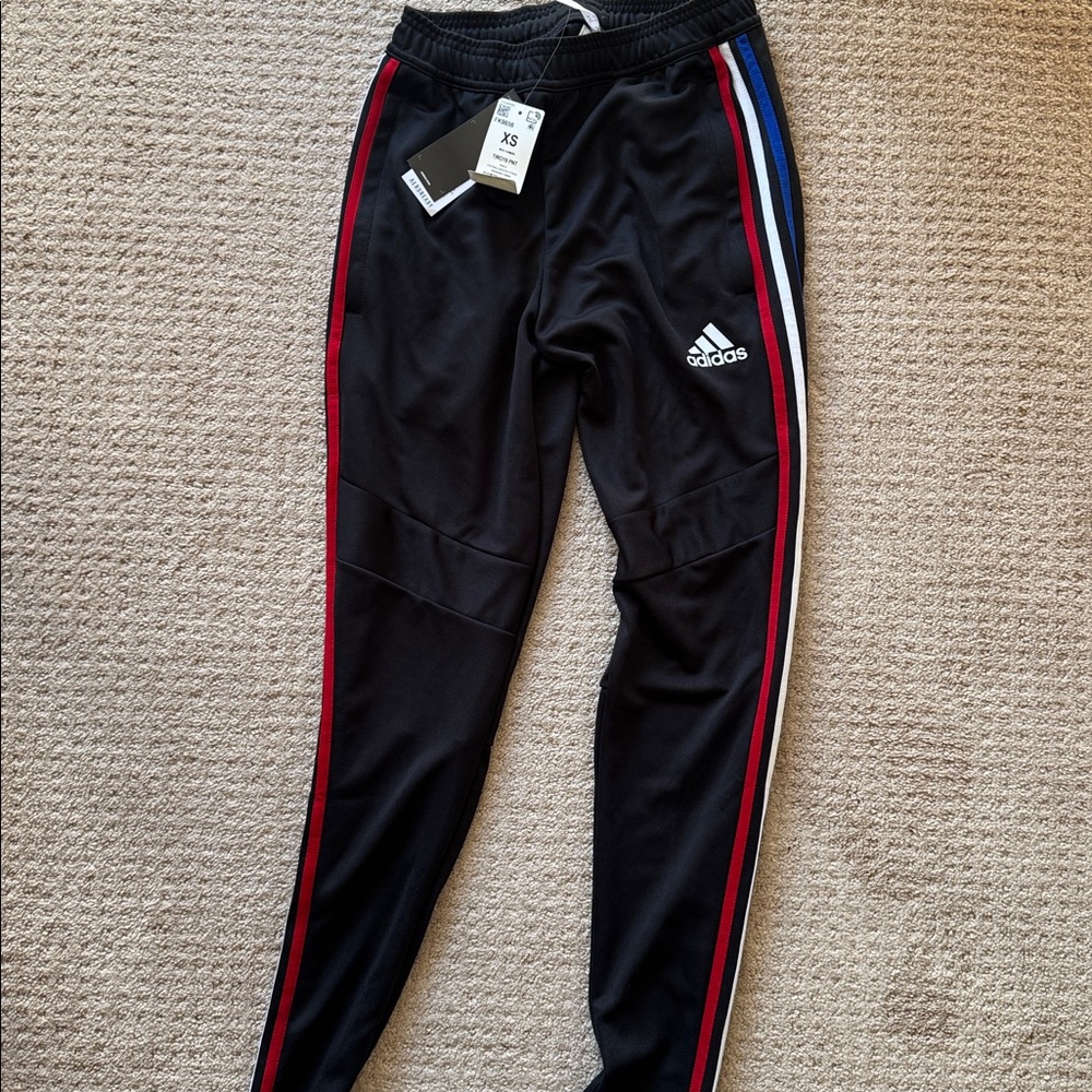 Adidas Black Pants with Red and Blue Stripes